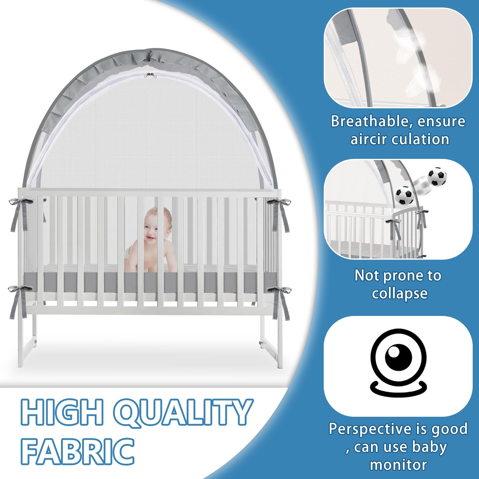 Zkaitoy Crib Tent sturdy frame provides reliable support and stability.
