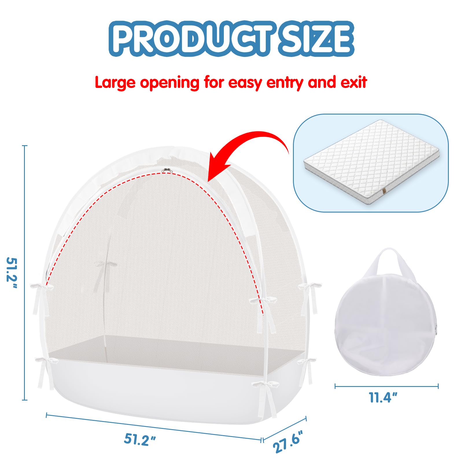 Zkaitoy Crib Tent transparent window keeps baby visible