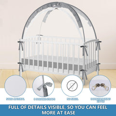 Zkaitoy Crib Tent with transparent window for clear night-time monitoring.