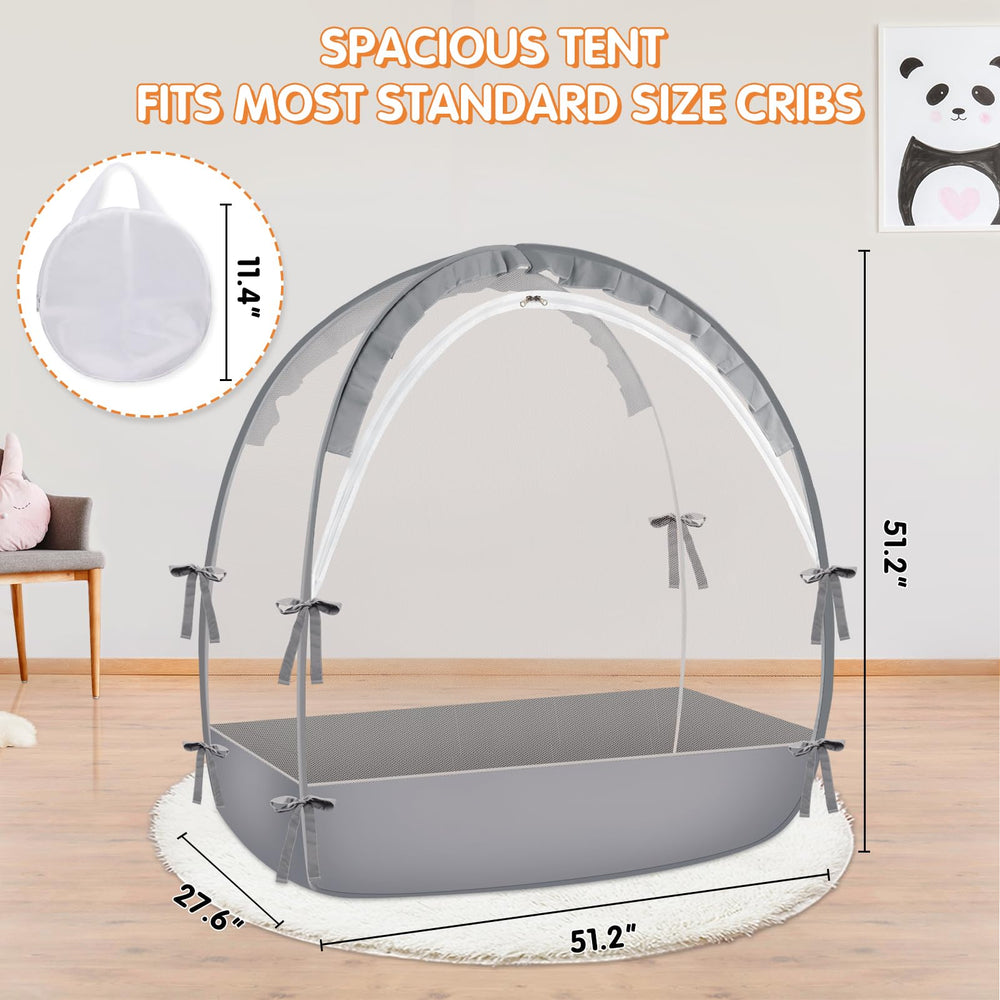 Zkaitoy Crib Tent durable zipper close-up for secure, smooth operation at nap time.