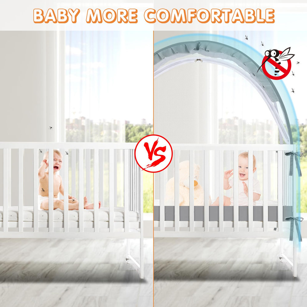 Zkaitoy Crib Tent easy assembly demonstrating quick setup after diaper changes.