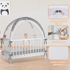 Zkaitoy Crib Tent full-visibility mesh image lets you watch baby from all angles.