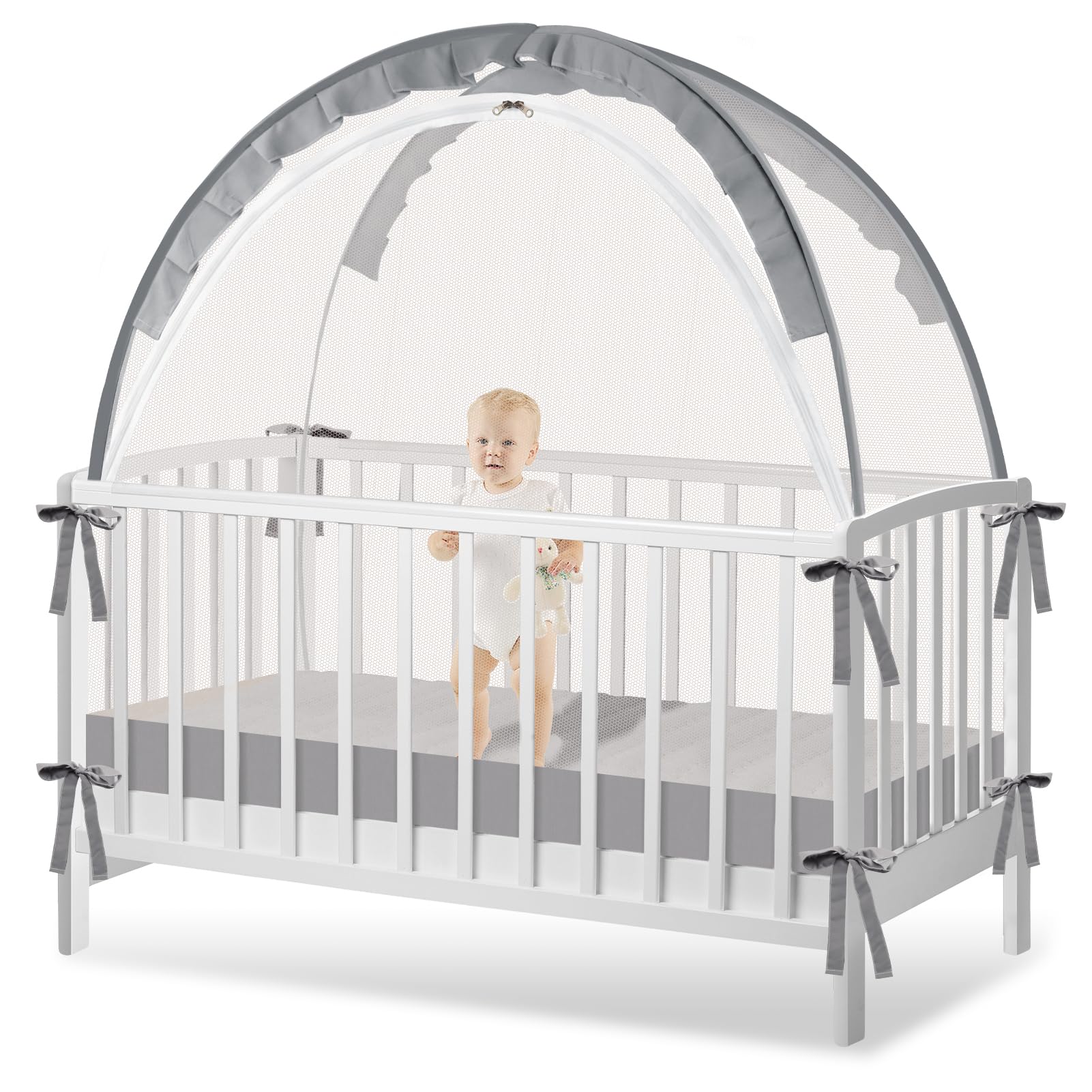 Zkaitoy Crib Tent pop-up setup shows quick, tool-free installation for a fast nursery arrangement.