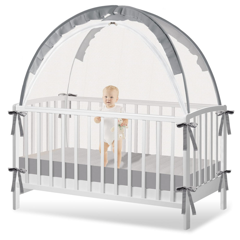 Zkaitoy Crib Tent pop-up setup shows quick, tool-free installation for a fast nursery arrangement.