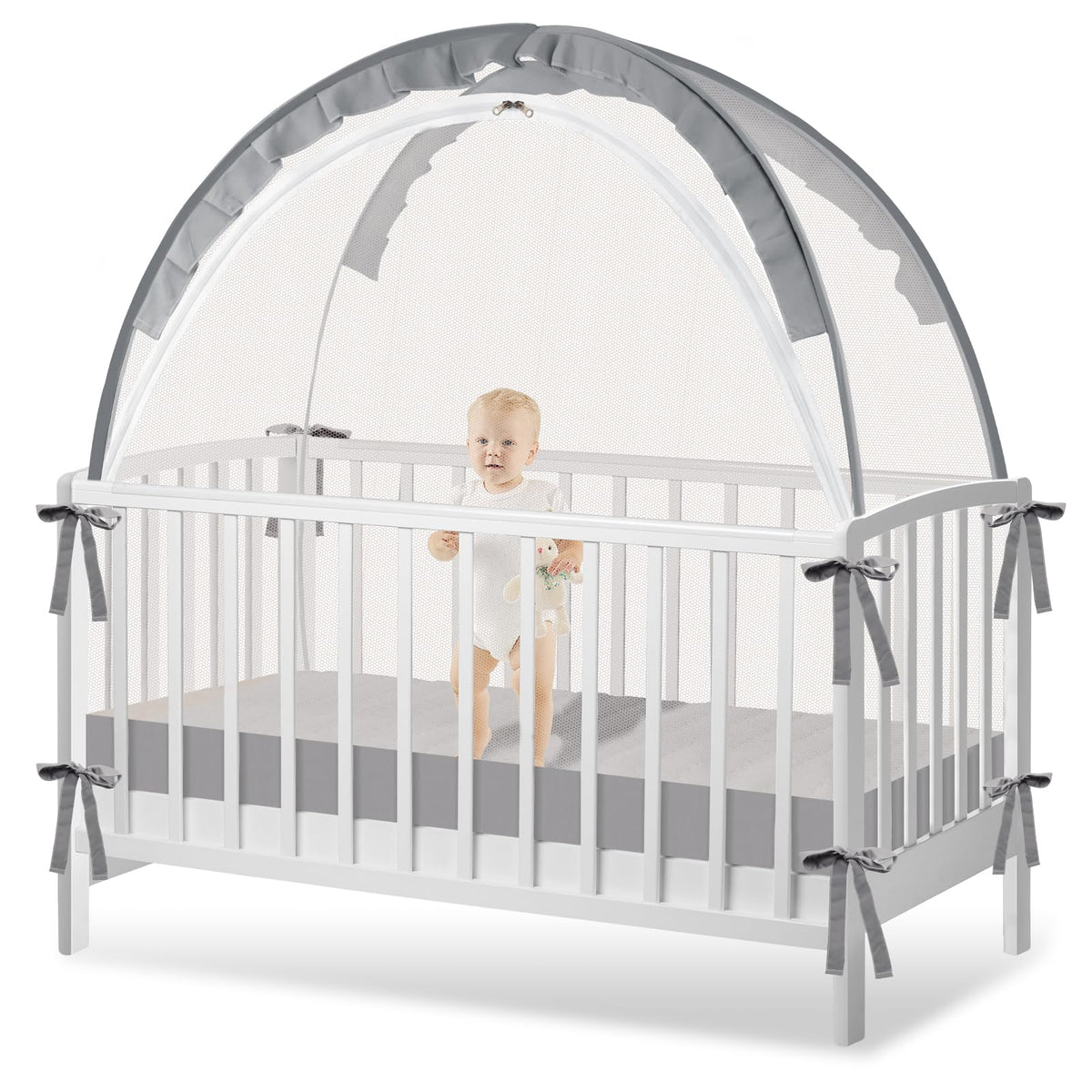 Zkaitoy Crib Tent pop-up setup shows quick, tool-free installation for a fast nursery arrangement.