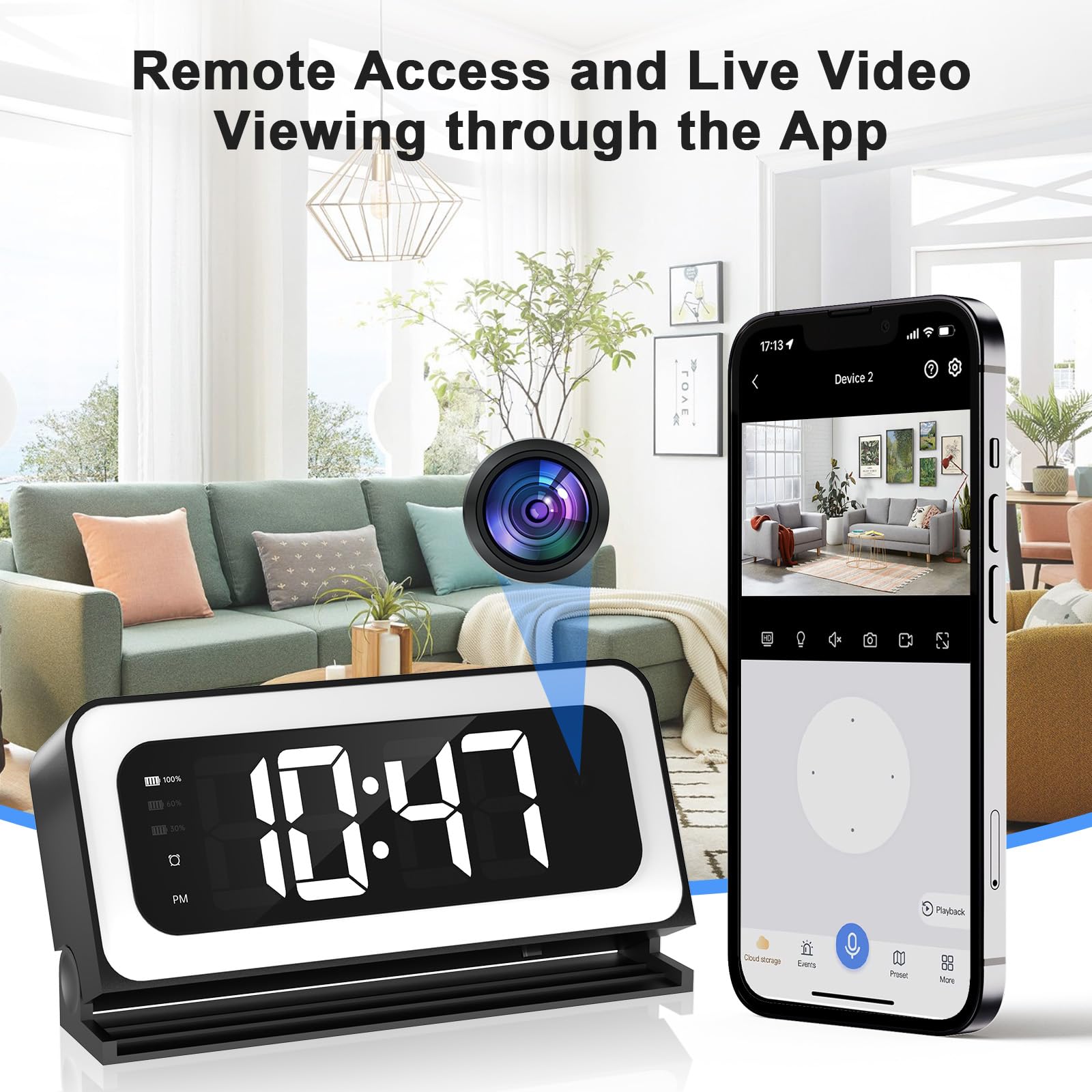 ZKCAI 2K Smart Clock Camera 360-degree PTZ covers the whole room.