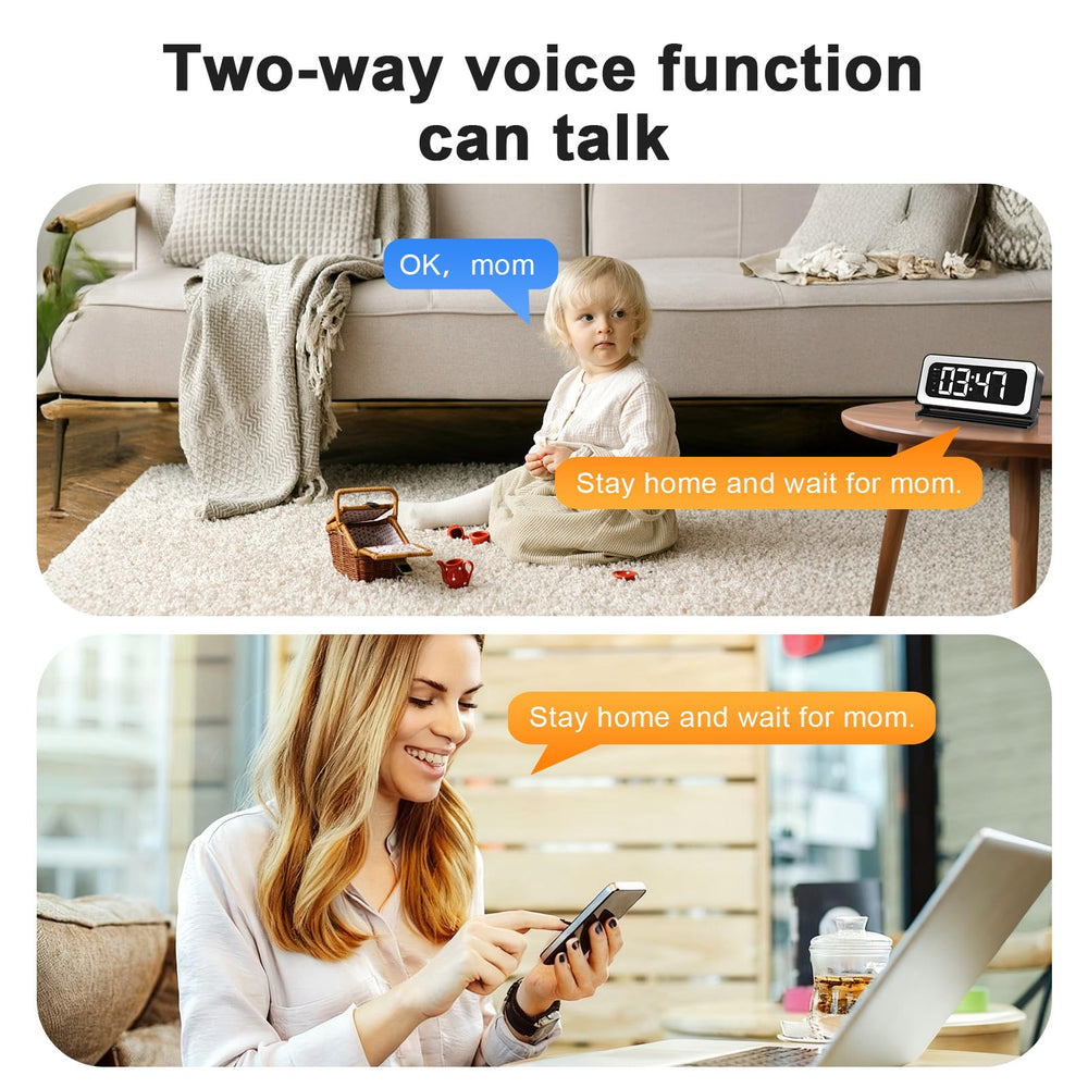 ZKCAI 2K Smart Clock Camera alarm and white light deter intruders.