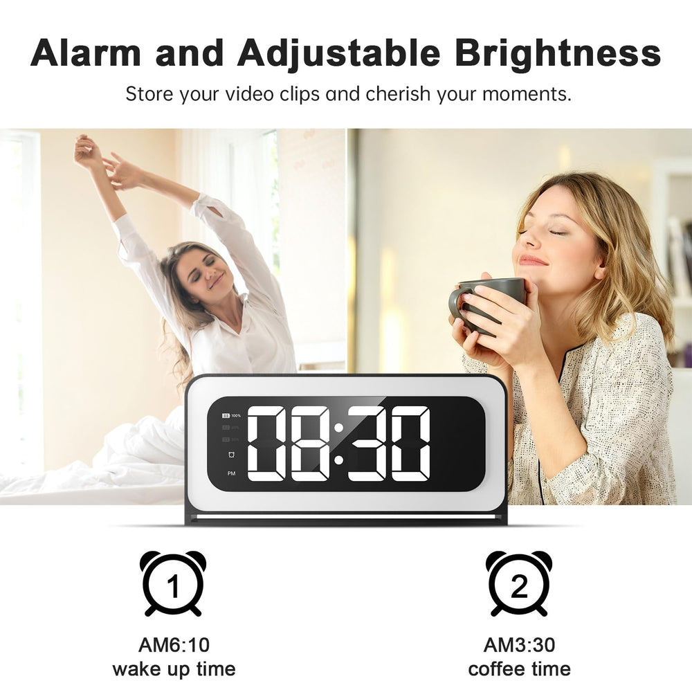 ZKCAI 2K Smart Clock Camera 5200mAh battery life supports long use.