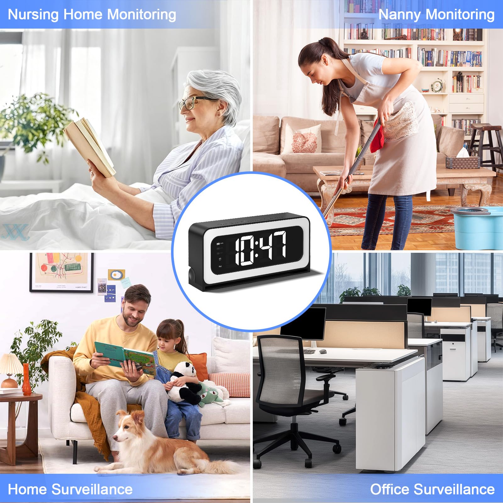ZKCAI 2K Smart Clock Camera discreet indoor nursery-ready design.