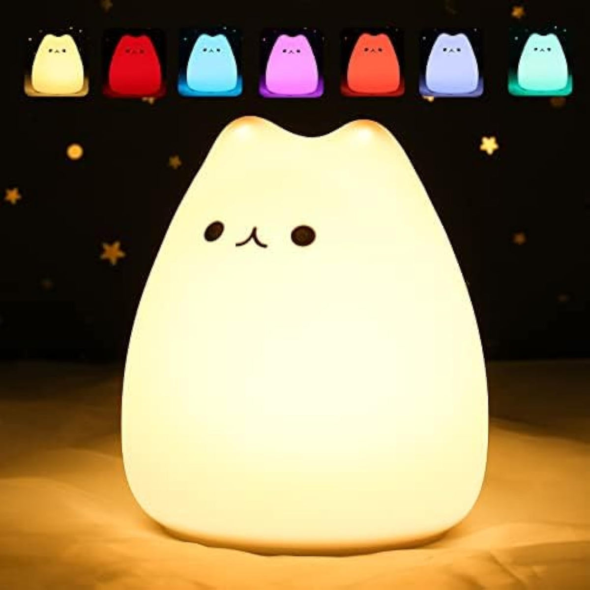 ZKLiLi cute cat lamp on tabletop providing gentle bedroom light for kids