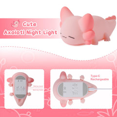 ZKLiLi Axolotl Night Light remote control demonstrates easy color changes for mood lighting.