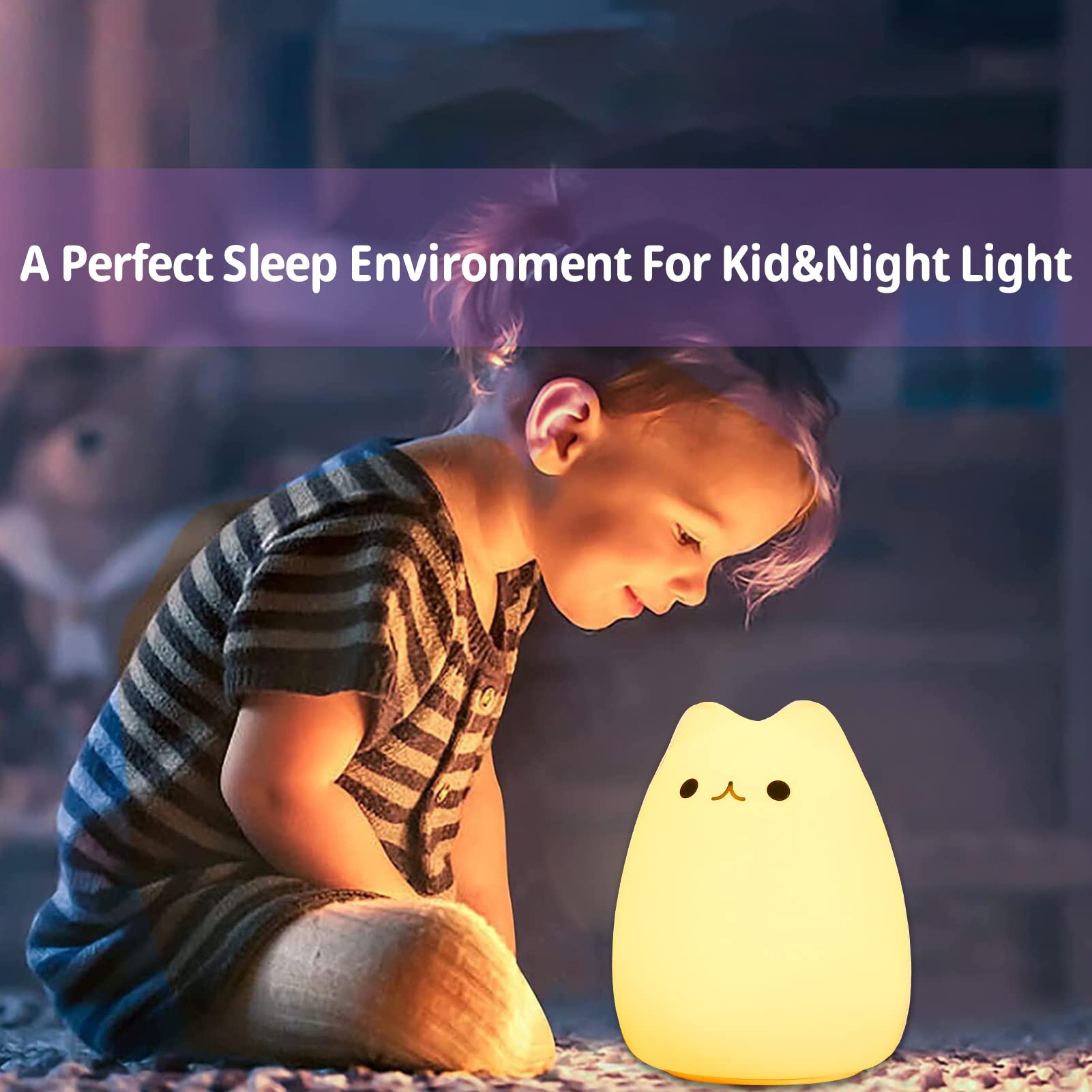 ZKLiLi USB-rechargeable cat night light designed for portable night illumination.