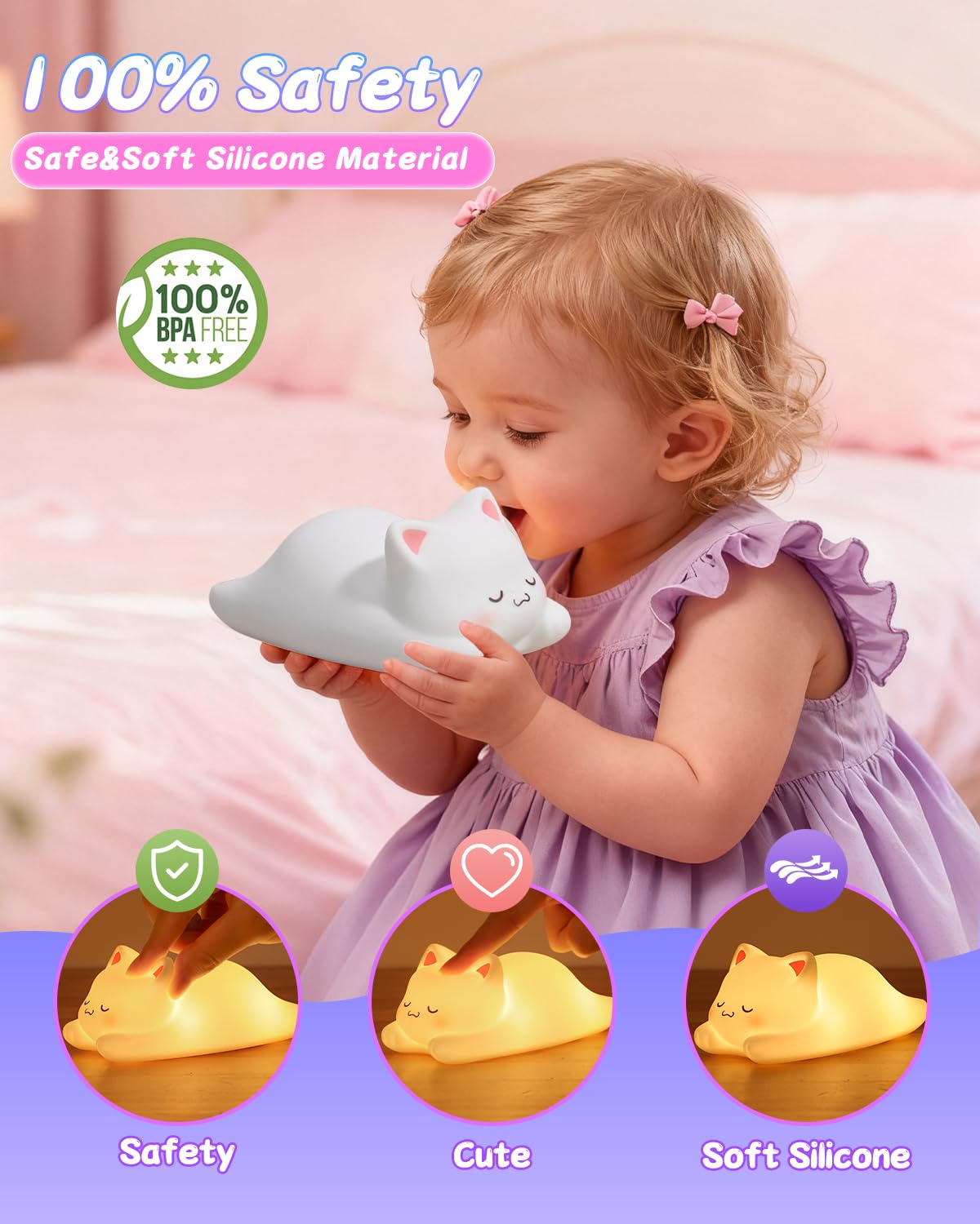 Gift-ready packaging for ZKLiLi cat night light, ideal for kids.