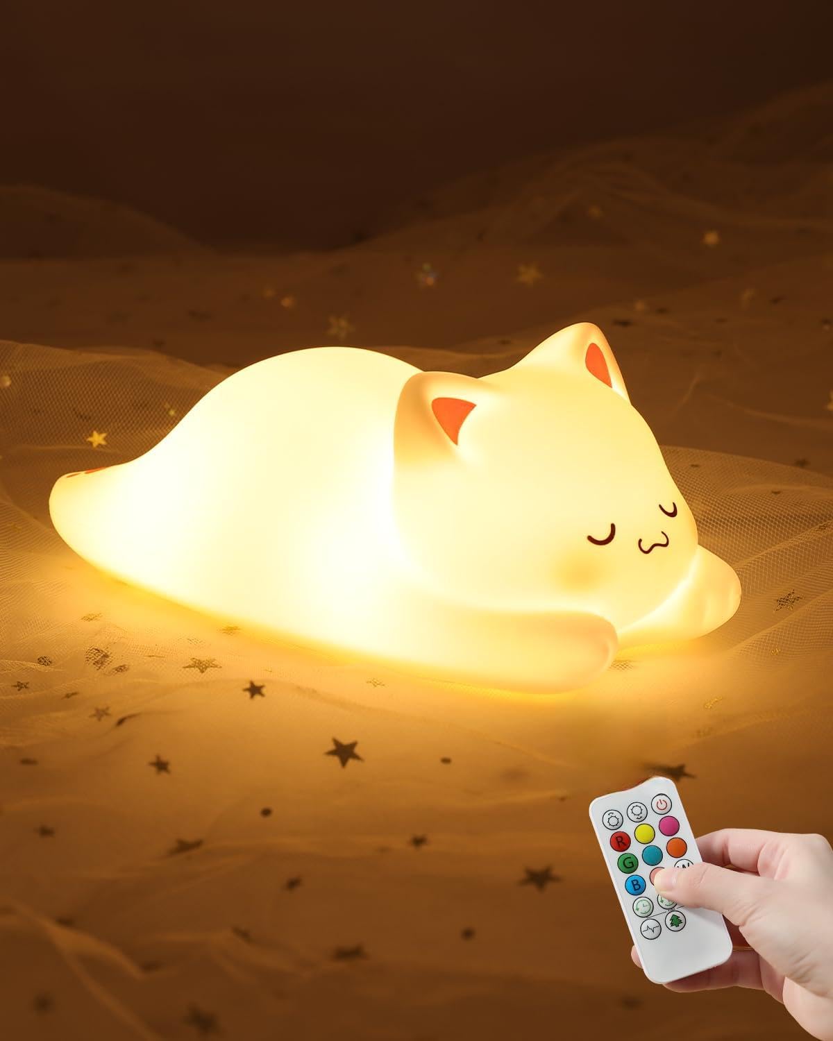 ZKLiLi night light with remote displaying 16 colors for kids' rooms.