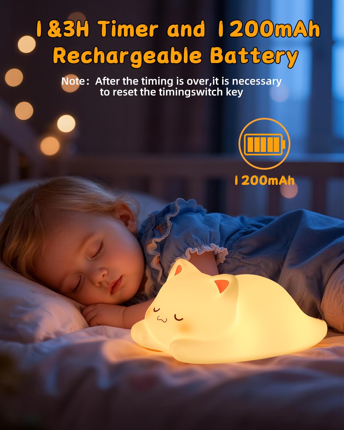 USB-rechargeable ZKLiLi cat lamp with 1200 mAh battery on standby.