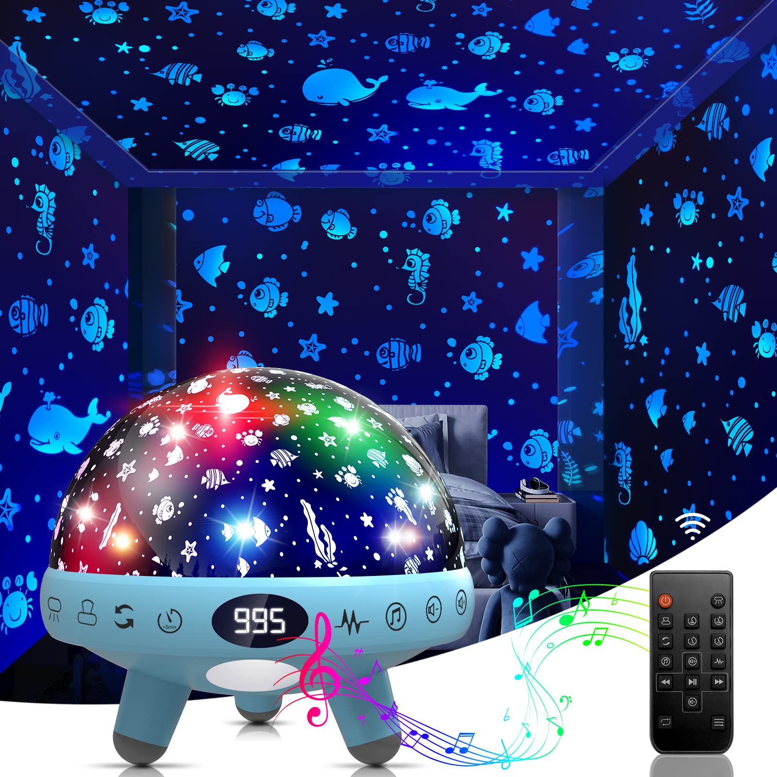 ZKYQSHDHX night light projector creates soothing ocean visuals on ceiling for bedtime calm