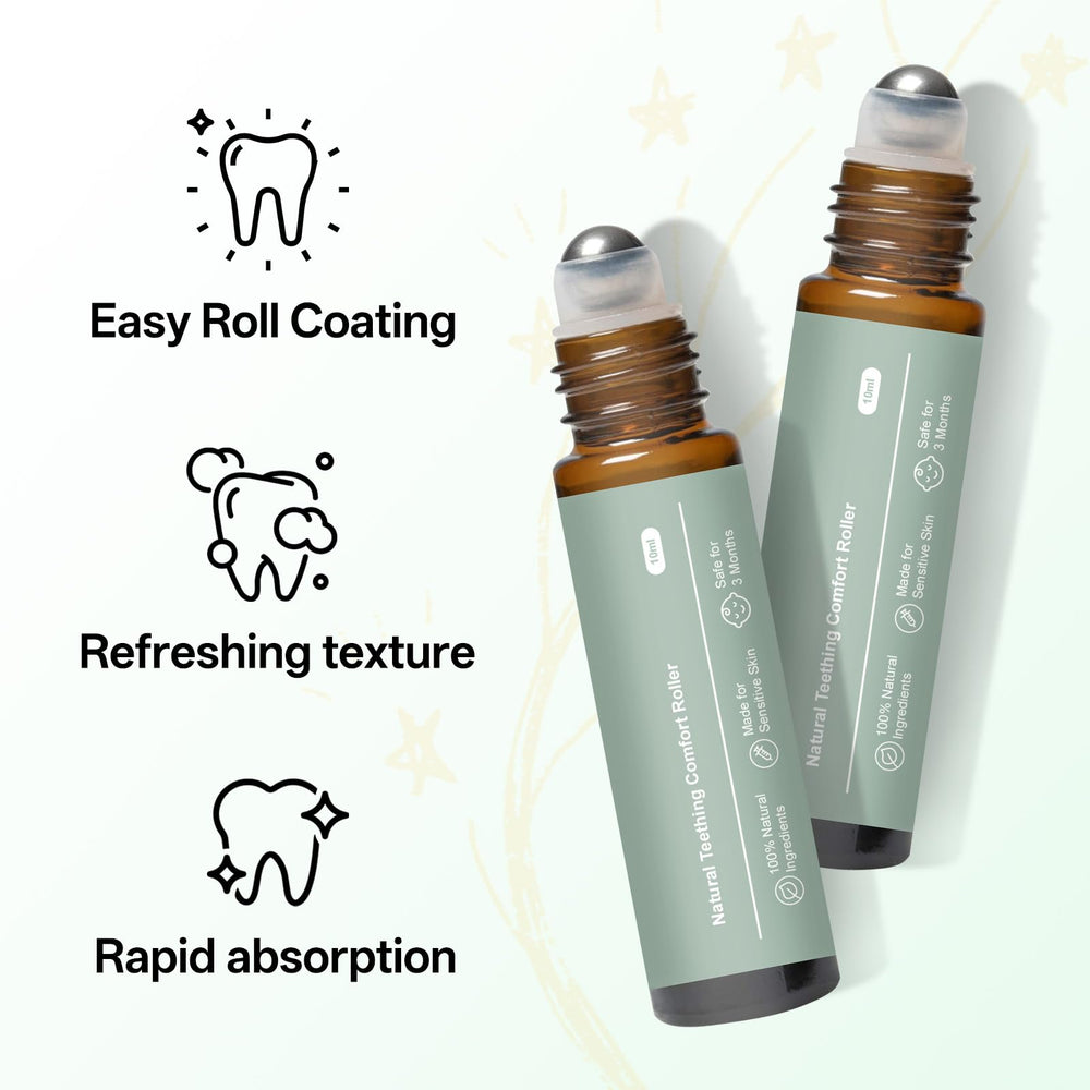 ZL7QHSE teething roller ingredients coconut and lavender close-up.