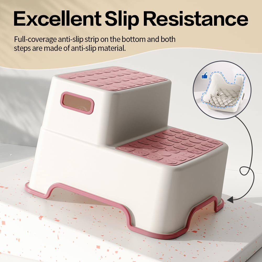 ZLMHYYM Toddler Step Stool non-slip surface in action on bathroom sink.