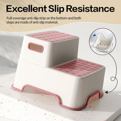ZLMHYYM Toddler Step Stool non-slip surface in action on bathroom sink.