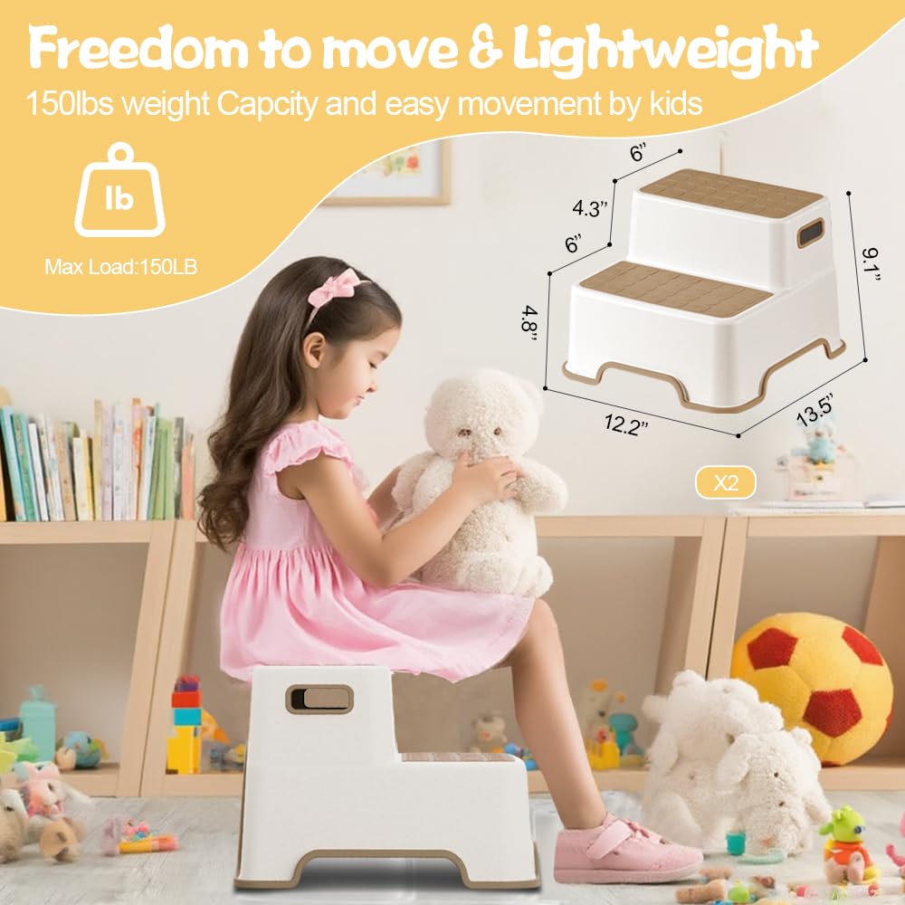 ZLMHYYM toddler step stool side view demonstrates compact footprint and portability for kids