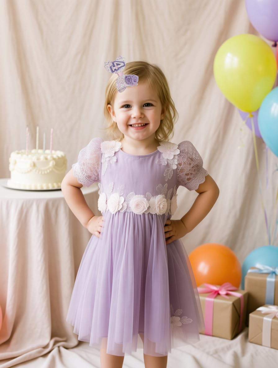 Purple rose accent bow from Zlwse, durable and gentle on fine toddler hair.