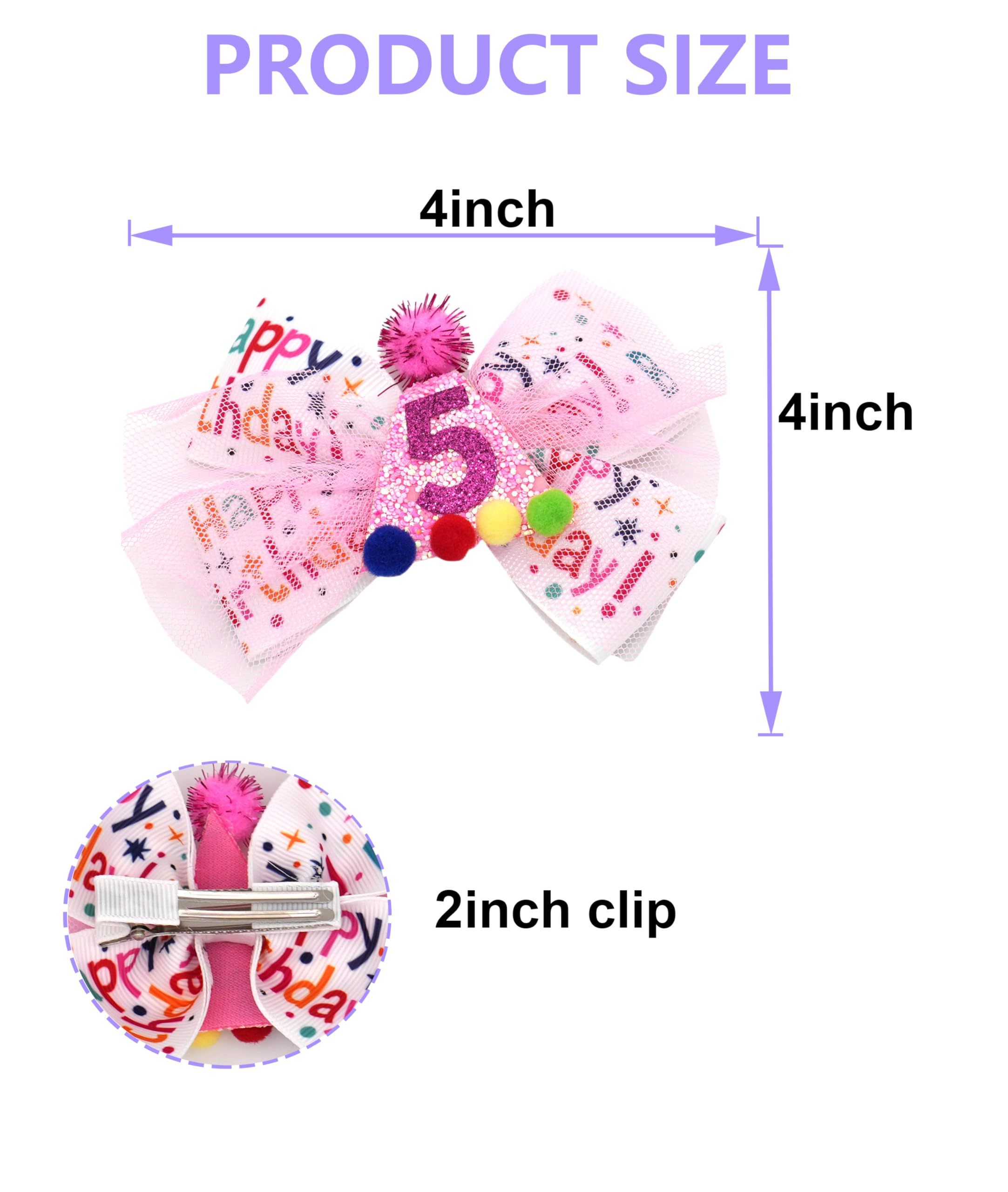 Zlwse birthday hair bow highlights 2nd birthday outfit with glittery shine for photos.
