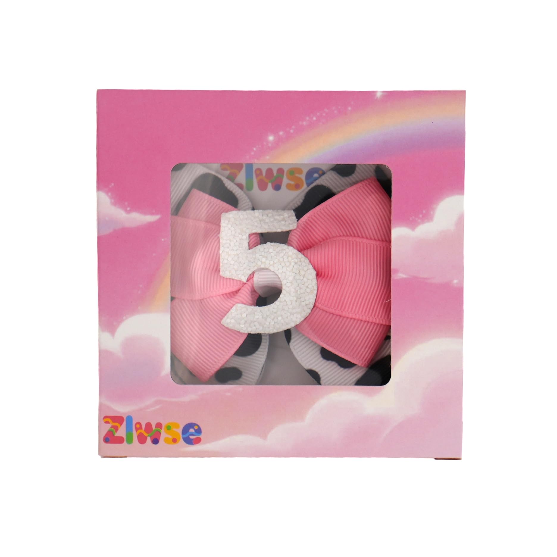 Zlwse birthday hair bow packaging shot, a charming gift-ready present.
