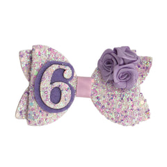 Zlwse sixth birthday hair bow glitter purple rose close-up for party outfits