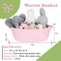 ZLYNN baby-room storage baskets in natural cotton rope for nursery organization