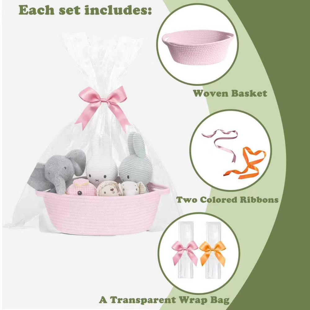 ZLYNN gift baskets with ribbon for gifting and home storage