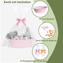 ZLYNN gift baskets with ribbon for gifting and home storage