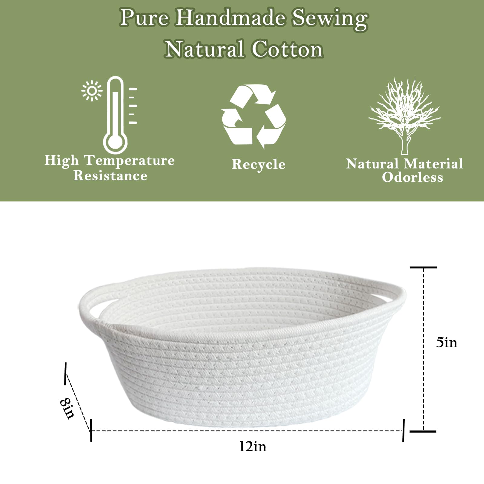 ZLYNN white woven basket folded flat to save space in storage