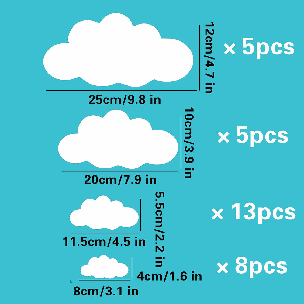 ZLZLCFZE cloud wall stickers nursery closeup showcases soft cloud details for kids’ rooms.
