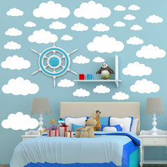 ZLZLCFZE white clouds decal bedroom wall mural adds gentle whimsy and calm.