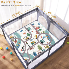 ZNVYPPD Baby Play Mat back-non-slip-dots keeps it stable on tile or wood floors.