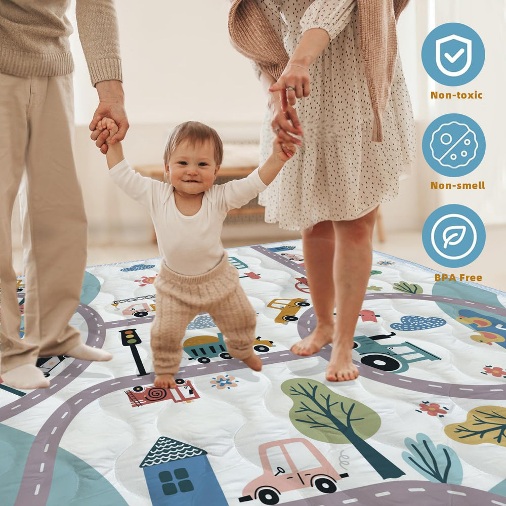 ZNVYPPD Baby Play Mat soft-padding-top provides a cushioned surface for comfy tummy time.