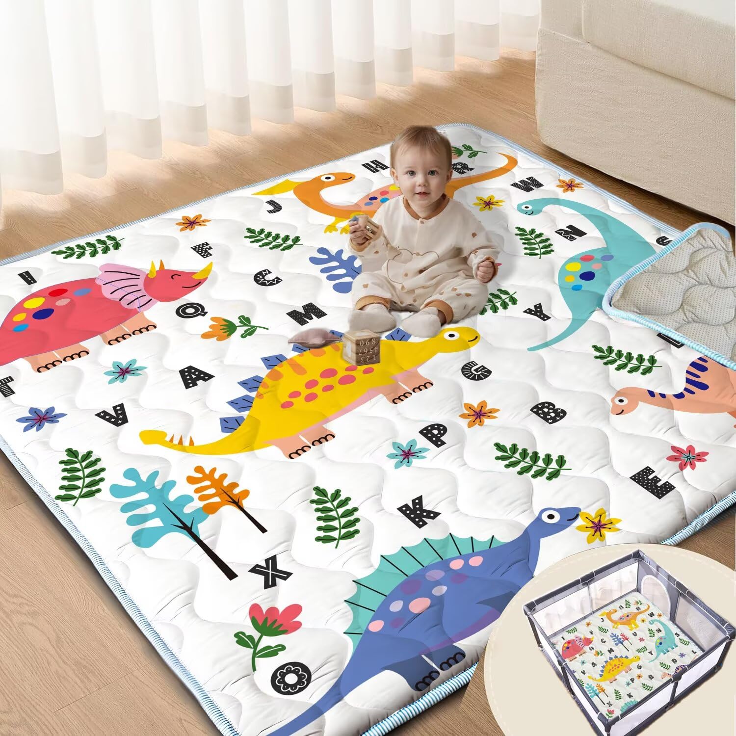 ZNVYPPD dinosaur 47x47 play mat design for tummy time