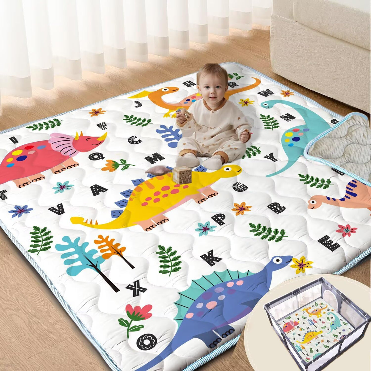 ZNVYPPD dinosaur 47x47 play mat design for tummy time