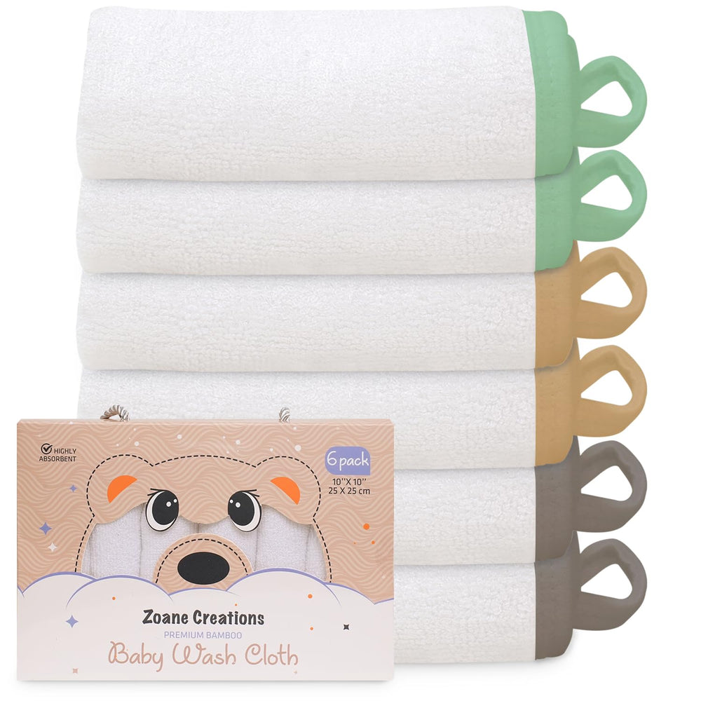 Zoane Creations premium baby washcloths front view—ultra-soft bamboo rayon suited for delicate skin