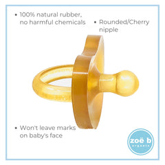 Zoë b Organic Simply Rubber Pacifier one-piece safety design reduces choking risk