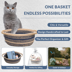 ZOES HOMEWARE Sapphire Blue Small Basket nursery decor adds playful storage