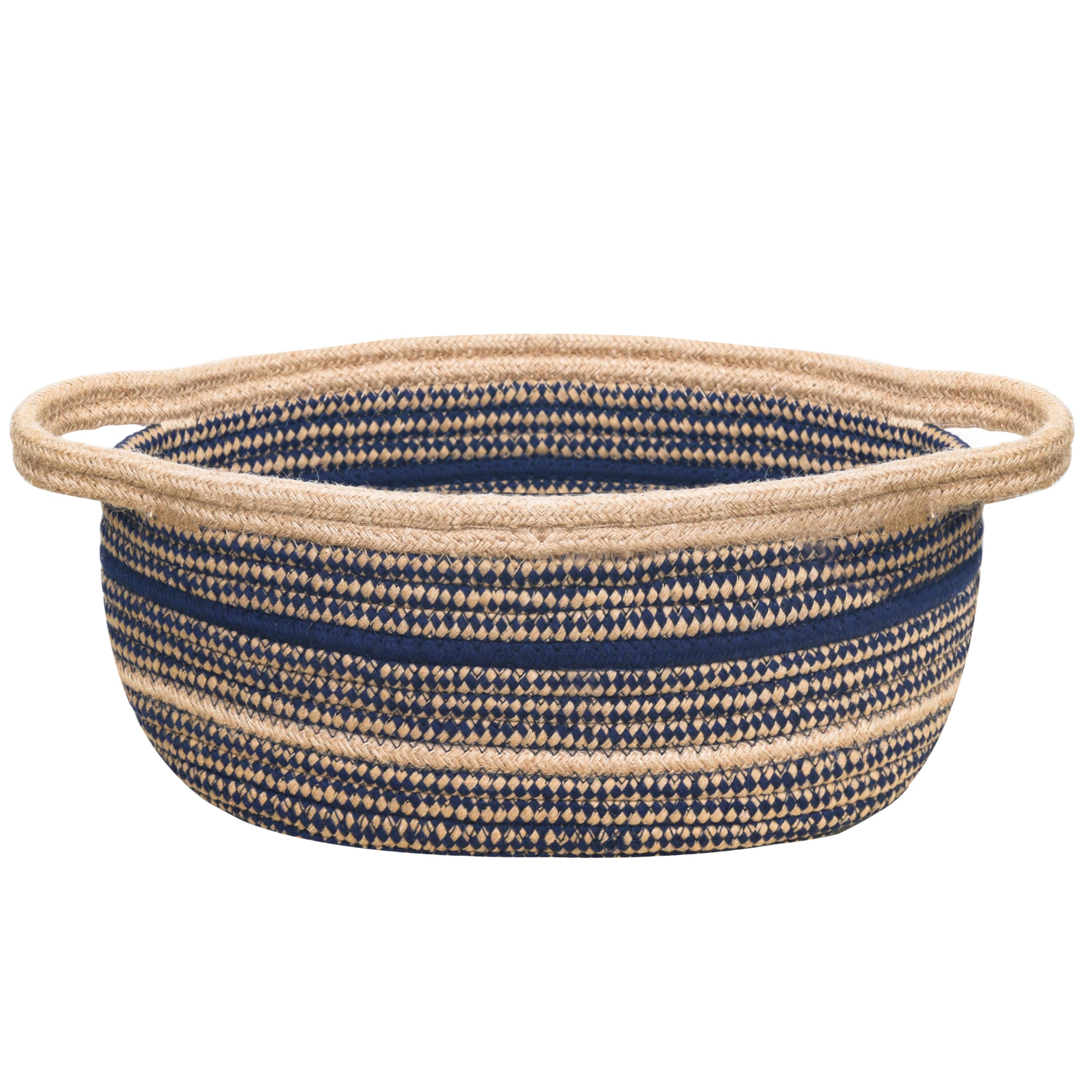 ZOES HOMEWARE Sapphire Blue Small Basket weave detail showing natural fibers and sturdy construction