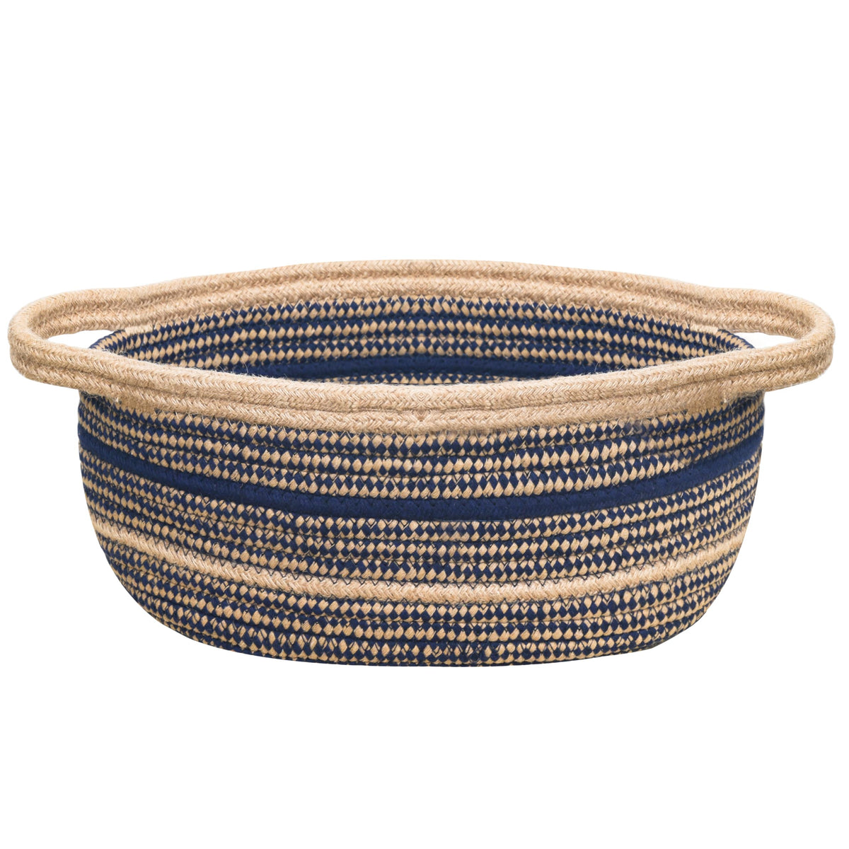 ZOES HOMEWARE Sapphire Blue Small Basket weave detail showing natural fibers and sturdy construction