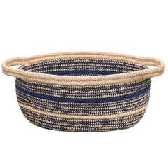 ZOES HOMEWARE Sapphire Blue Small Basket weave detail showing natural fibers and sturdy construction