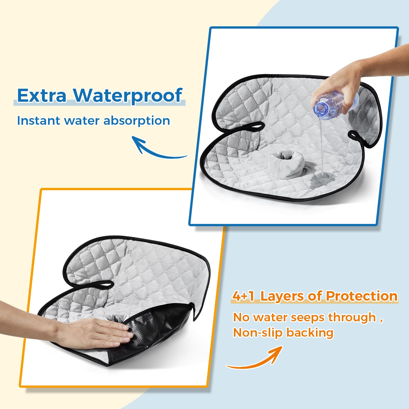 Zoiapai Piddle Pad non-slip base stays in place on car seats and strollers