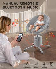 Zoicay lightweight baby swing arc motion right view conveying soothing right arc motion.