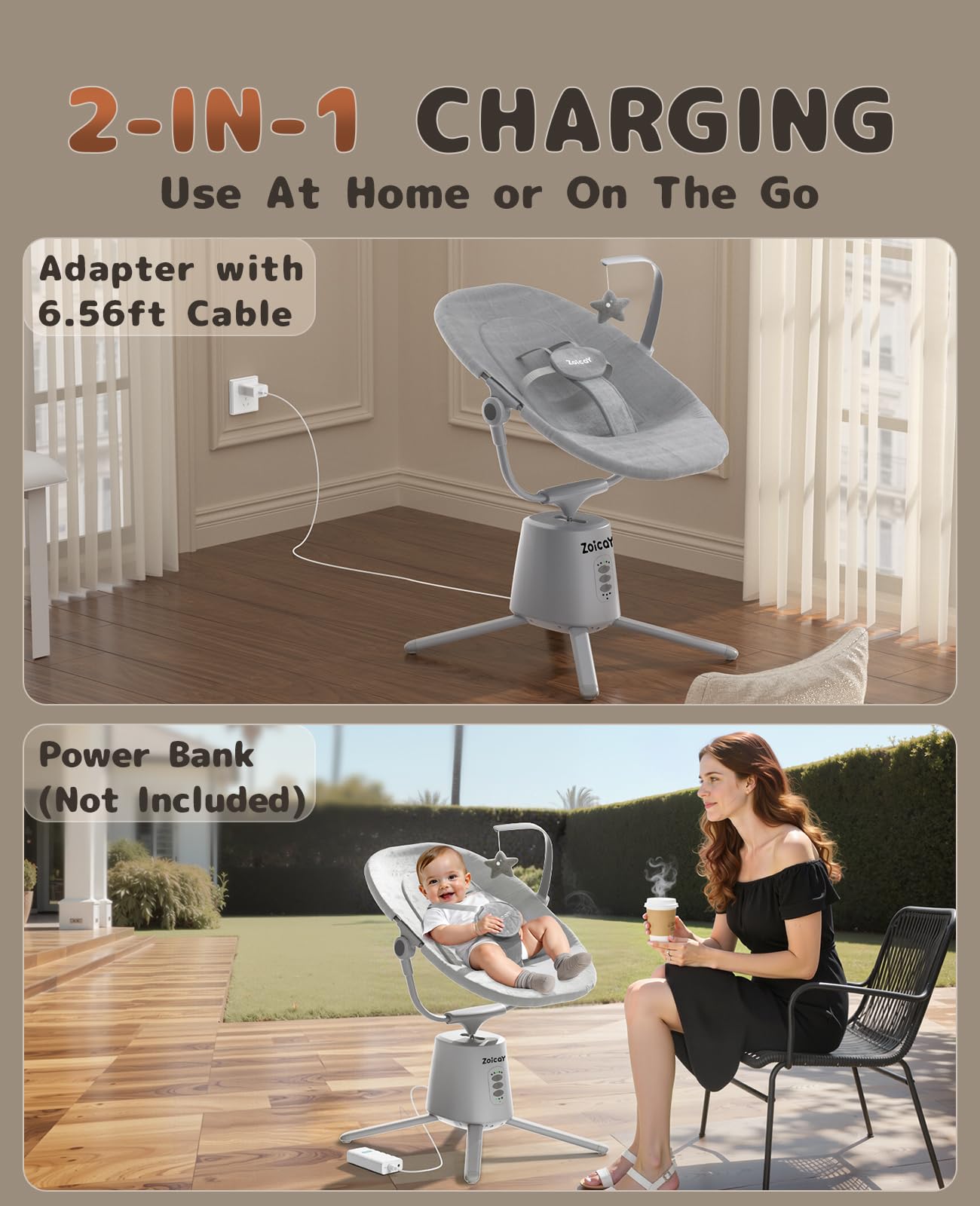 Zoicay lightweight baby swing remote control image for convenient adjustments.