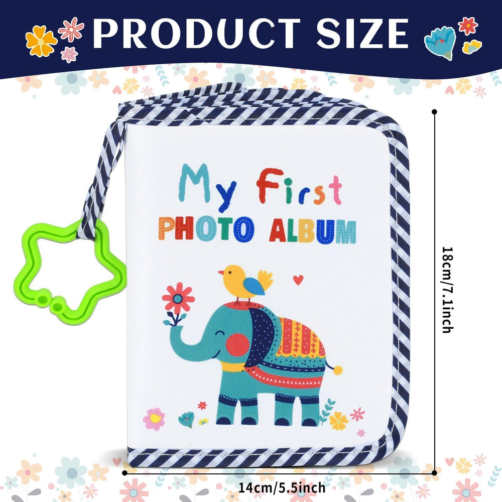 ZOIIWA baby photo album spread showing 4x6 photo slots for milestones.