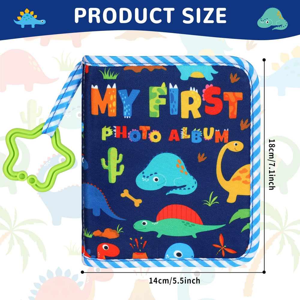 ZOIIWA blue dinosaur pattern page captures baby's attention for storytelling.