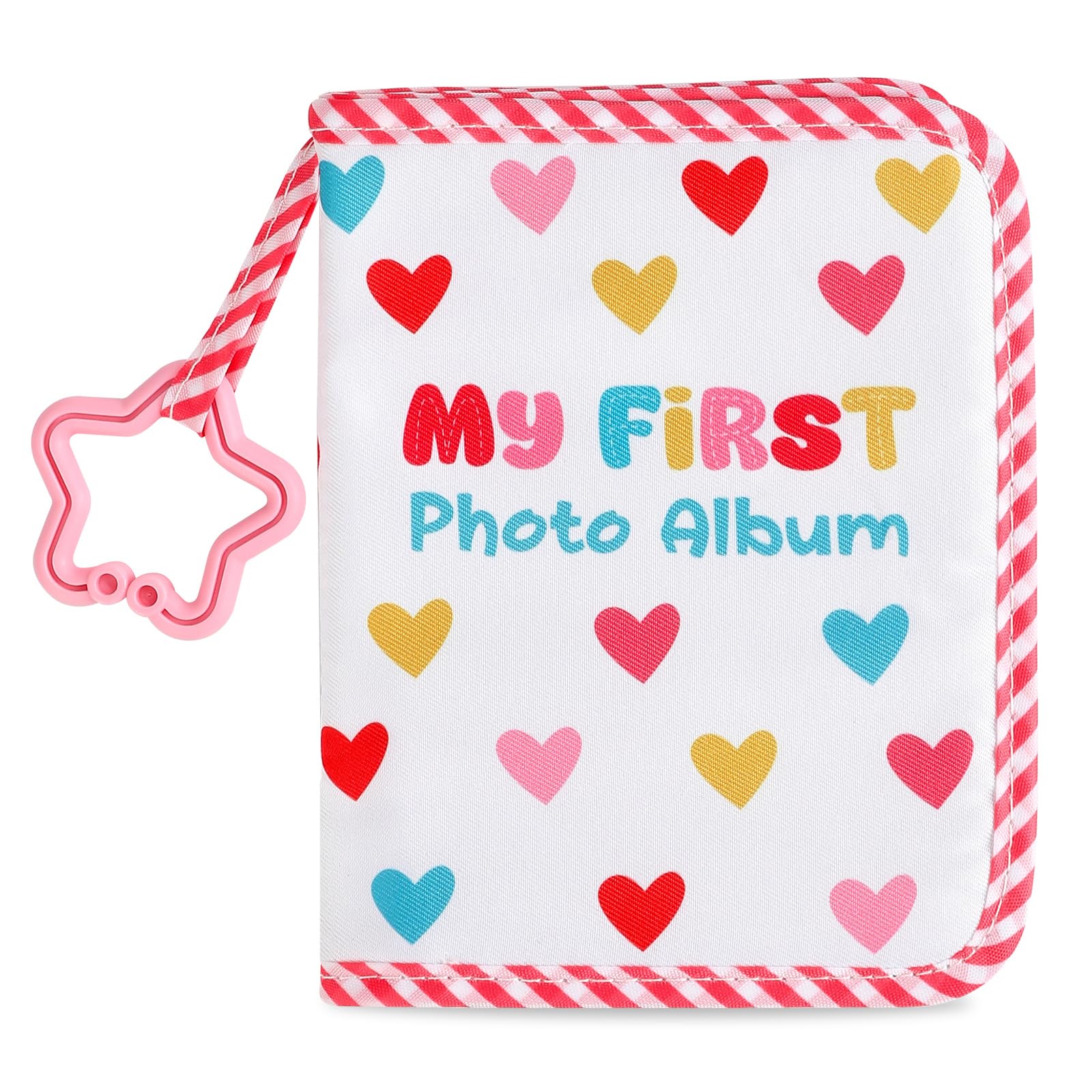 ZOIIWA Baby's My First Family Album cover showcases colorful hearts for lasting memories and keepsakes